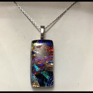 Multicolored glass necklace